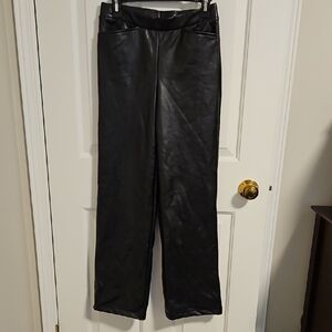 Mr Max Faux Leather Straight Leg Pants in Black